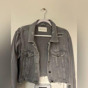 Mustard Seed Distressed Gray Denim Jacket